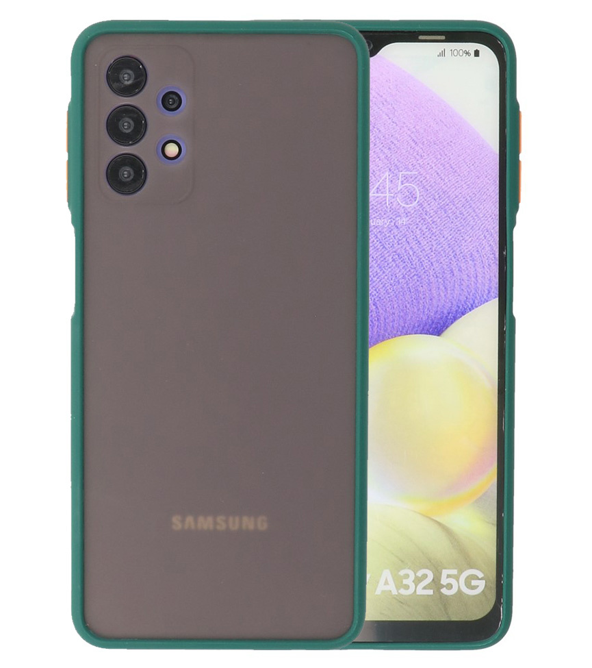 Custodia rigida con combinazione di colori per Samsung Galaxy A32 5G verde scuro