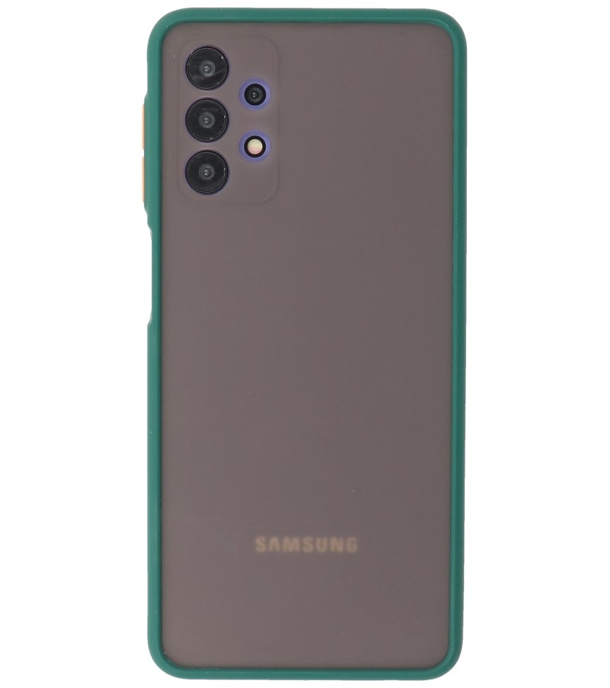 Estuche rígido con combinación de colores para Samsung Galaxy A32 5G Verde oscuro