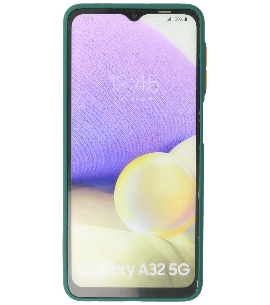 Custodia rigida con combinazione di colori per Samsung Galaxy A32 5G verde scuro