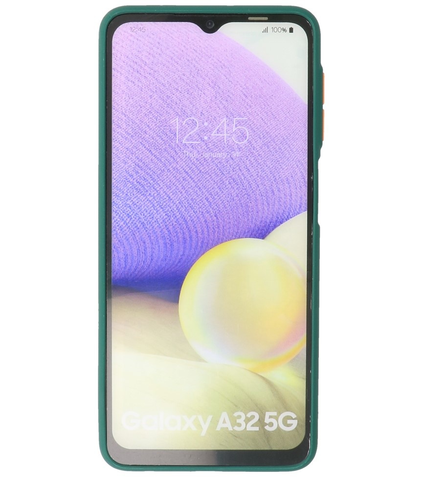 Estuche rígido con combinación de colores para Samsung Galaxy A32 5G Verde oscuro