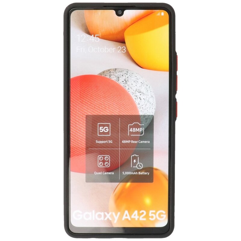 Estuche rígido con combinación de colores para Samsung Galaxy A42 5G Negro