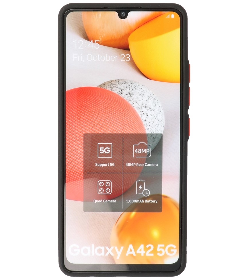 Estuche rígido con combinación de colores para Samsung Galaxy A42 5G Negro