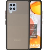 Estuche rígido con combinación de colores para Samsung Galaxy A42 5G Negro