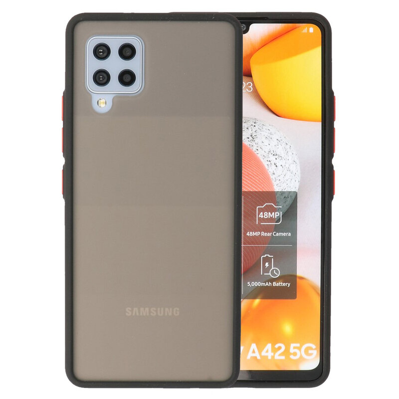 Estuche rígido con combinación de colores para Samsung Galaxy A42 5G Negro