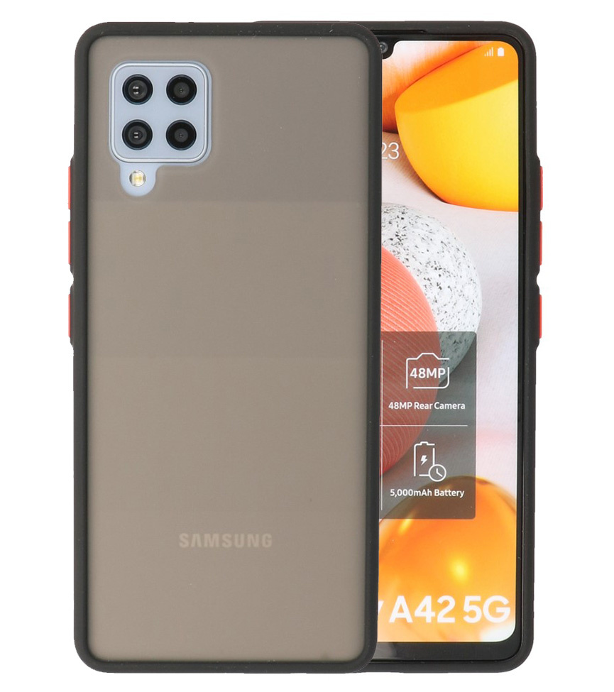 Estuche rígido con combinación de colores para Samsung Galaxy A42 5G Negro