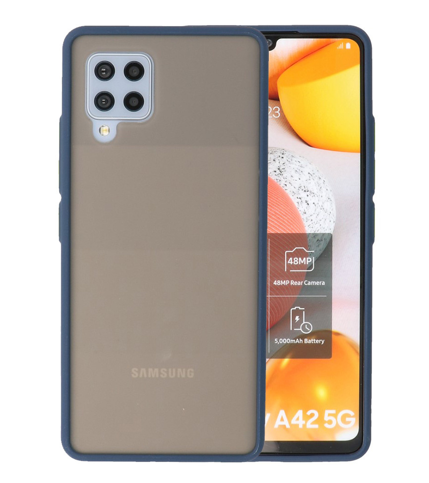 Estuche rígido con combinación de colores para Samsung Galaxy A42 5G Azul