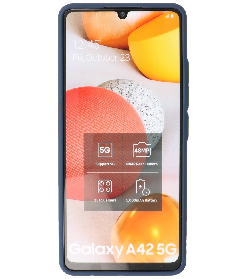 Estuche rígido con combinación de colores para Samsung Galaxy A42 5G Azul