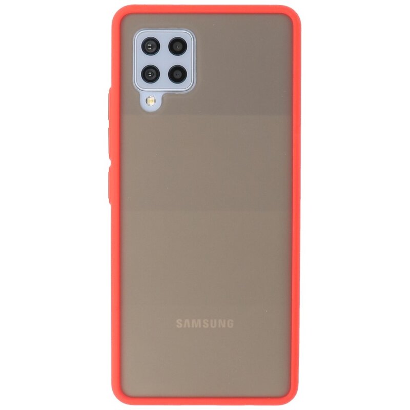 Estuche rígido con combinación de colores para Samsung Galaxy A42 5G Rojo