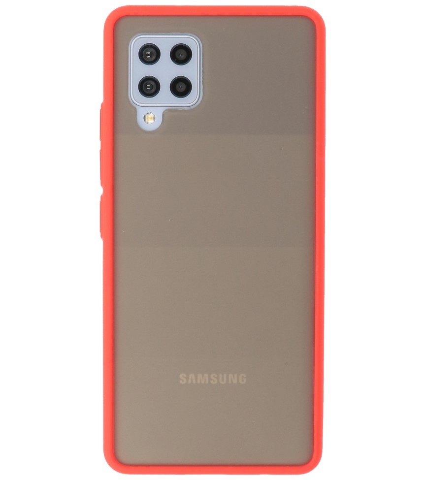 Estuche rígido con combinación de colores para Samsung Galaxy A42 5G Rojo