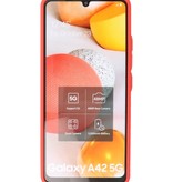 Estuche rígido con combinación de colores para Samsung Galaxy A42 5G Rojo