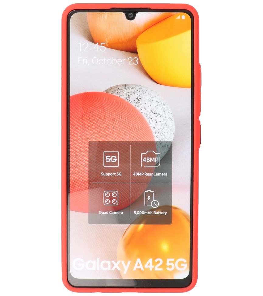Estuche rígido con combinación de colores para Samsung Galaxy A42 5G Rojo