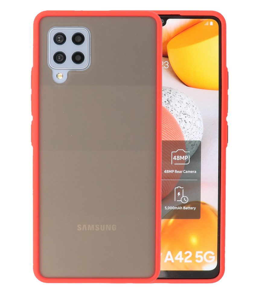 Estuche rígido con combinación de colores para Samsung Galaxy A42 5G Rojo