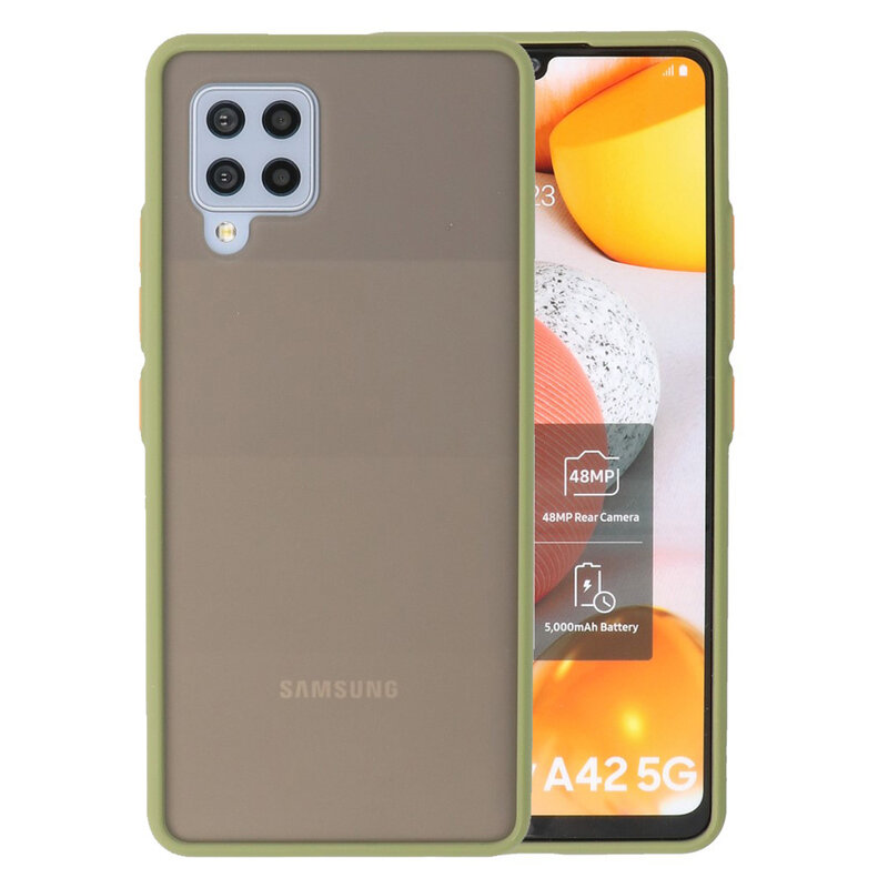 Custodia rigida con combinazione di colori per Samsung Galaxy A42 5G verde