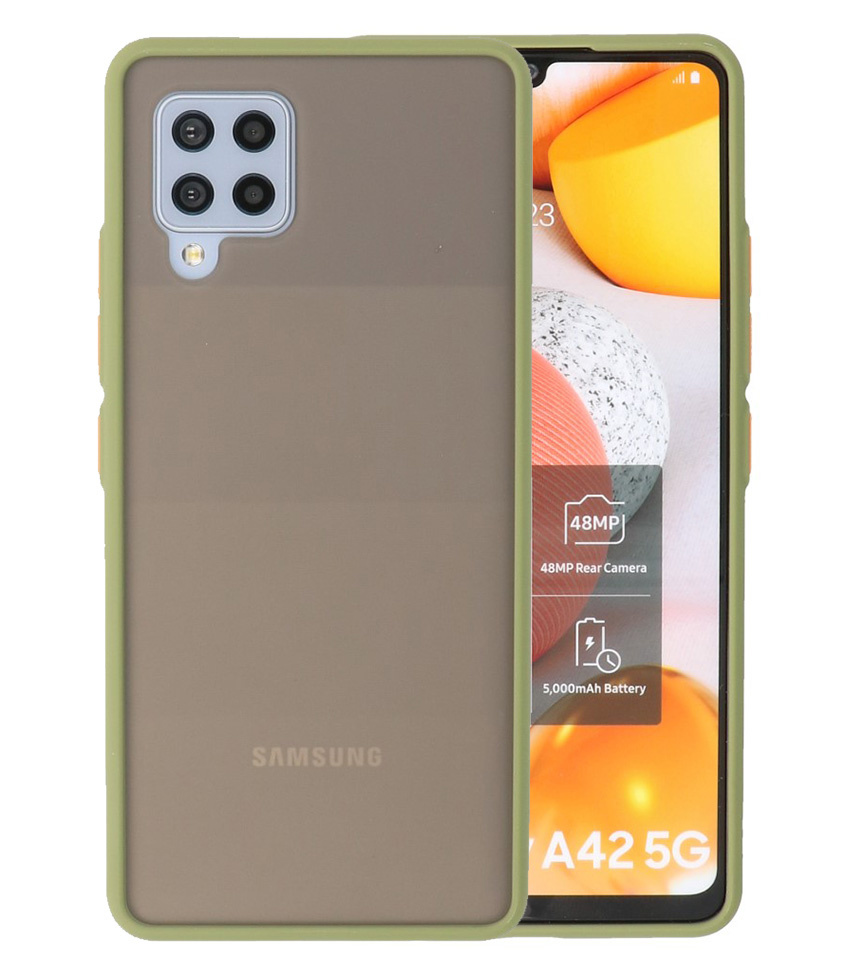 Estuche rígido con combinación de colores para Samsung Galaxy A42 5G Verde