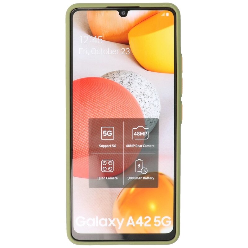 Estuche rígido con combinación de colores para Samsung Galaxy A42 5G Verde