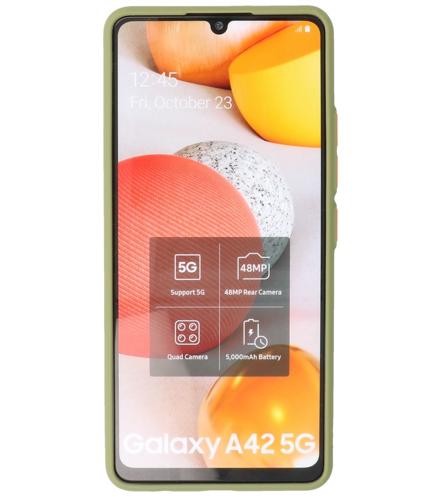 Estuche rígido con combinación de colores para Samsung Galaxy A42 5G Verde