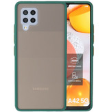 Custodia rigida con combinazione di colori per Samsung Galaxy A42 5G verde scuro