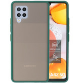 Estuche rígido con combinación de colores para Samsung Galaxy A42 5G Verde oscuro