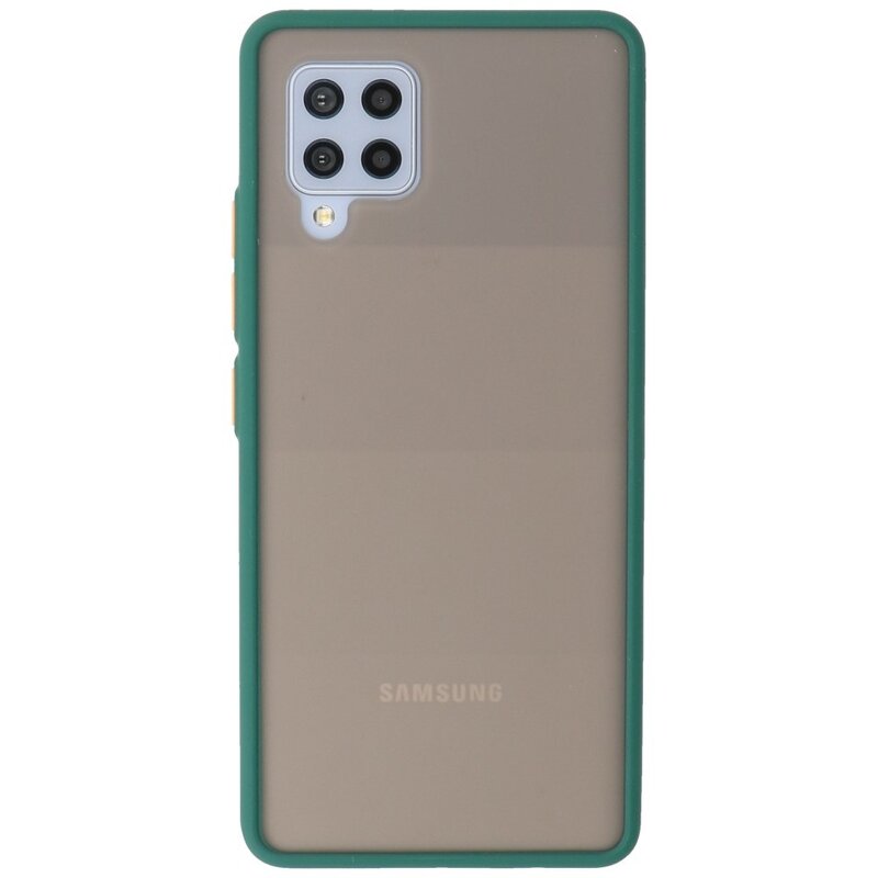 Custodia rigida con combinazione di colori per Samsung Galaxy A42 5G verde scuro