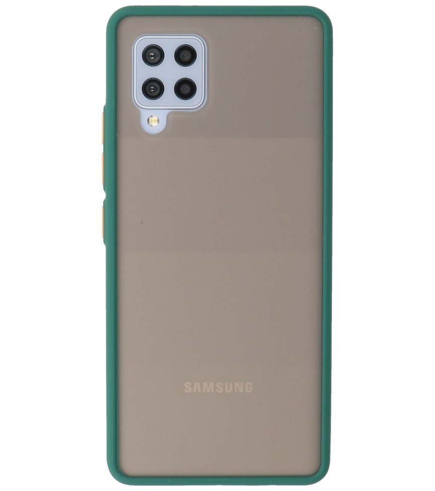 Custodia rigida con combinazione di colori per Samsung Galaxy A42 5G verde scuro