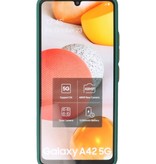 Estuche rígido con combinación de colores para Samsung Galaxy A42 5G Verde oscuro