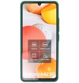 Custodia rigida con combinazione di colori per Samsung Galaxy A42 5G verde scuro