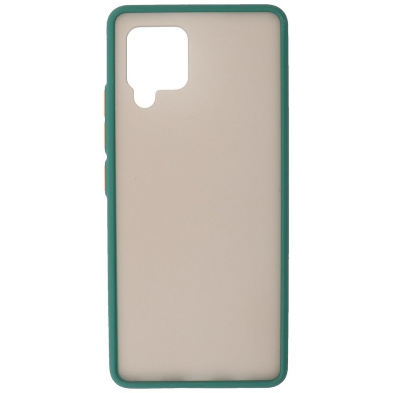 Custodia rigida con combinazione di colori per Samsung Galaxy A42 5G verde scuro