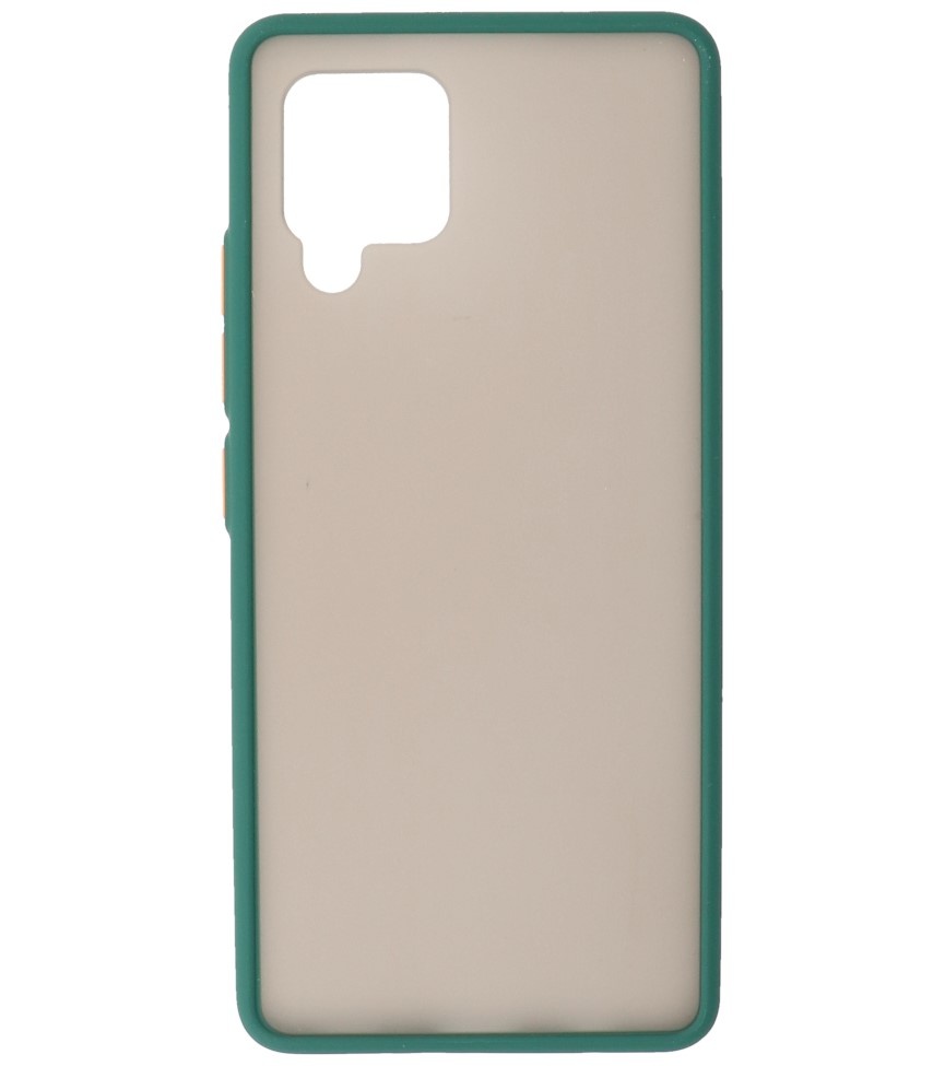 Custodia rigida con combinazione di colori per Samsung Galaxy A42 5G verde scuro