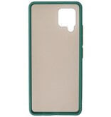 Estuche rígido con combinación de colores para Samsung Galaxy A42 5G Verde oscuro