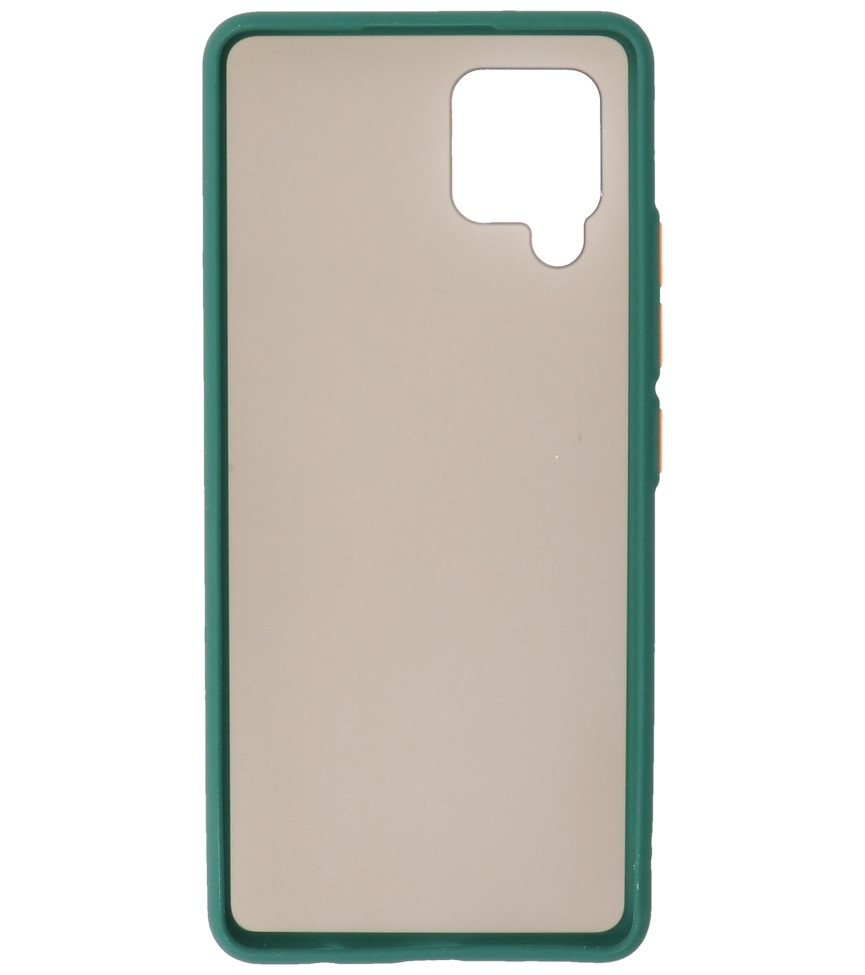 Estuche rígido con combinación de colores para Samsung Galaxy A42 5G Verde oscuro