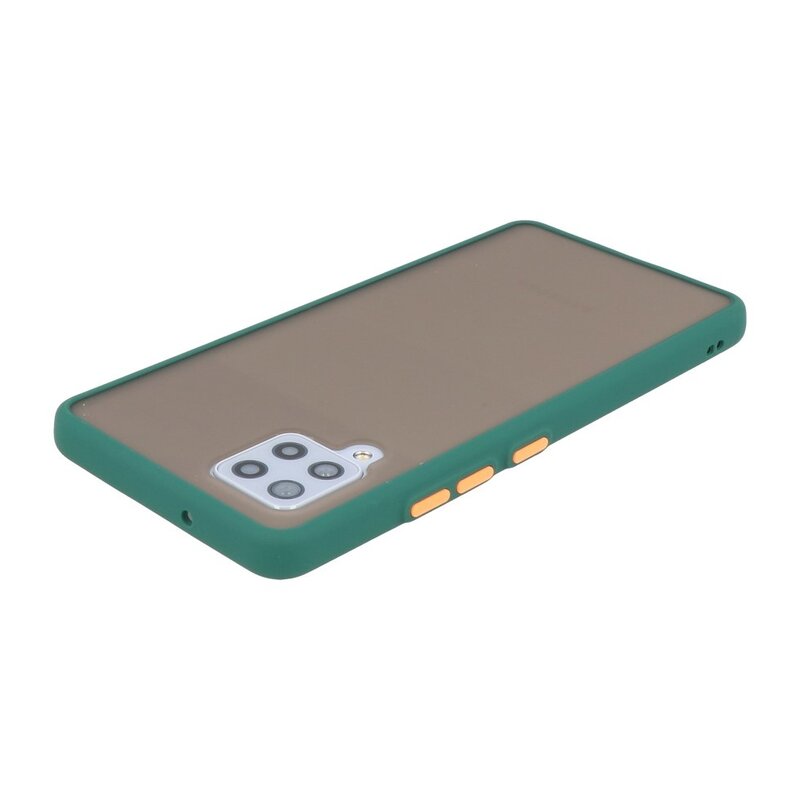 Custodia rigida con combinazione di colori per Samsung Galaxy A42 5G verde scuro