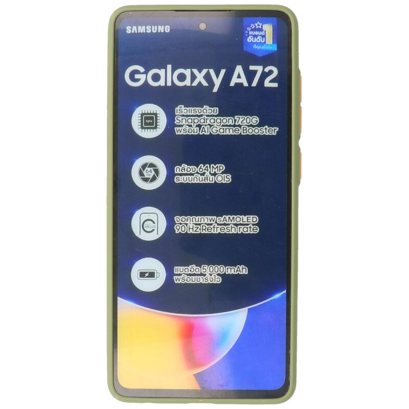 Custodia rigida con combinazione di colori per Samsung Galaxy A72 5G verde