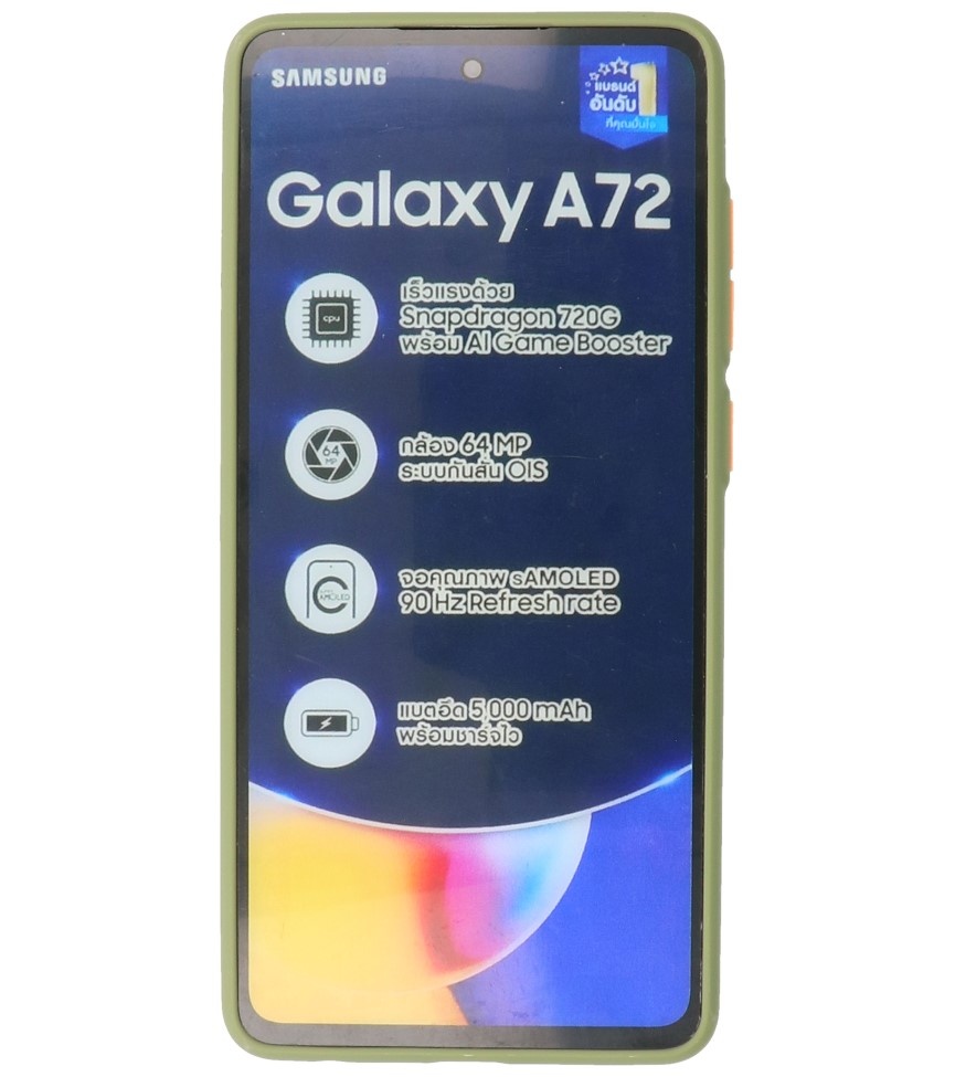 Estuche rígido con combinación de colores para Samsung Galaxy A72 5G Verde