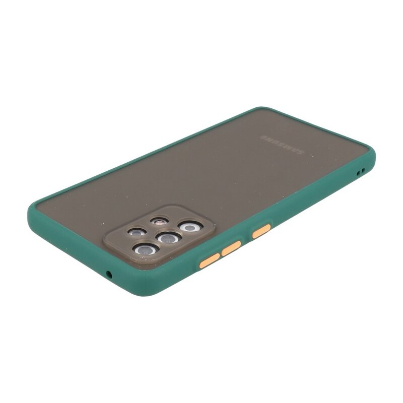 Estuche rígido con combinación de colores para Samsung Galaxy A72 5G Verde oscuro