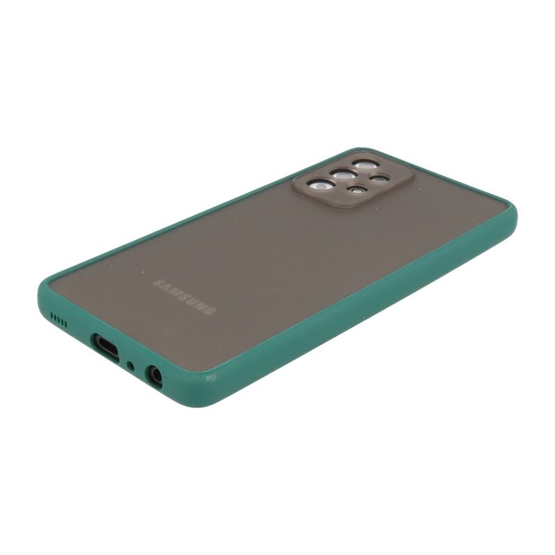 Estuche rígido con combinación de colores para Samsung Galaxy A72 5G Verde oscuro