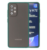Estuche rígido con combinación de colores para Samsung Galaxy A72 5G Verde oscuro
