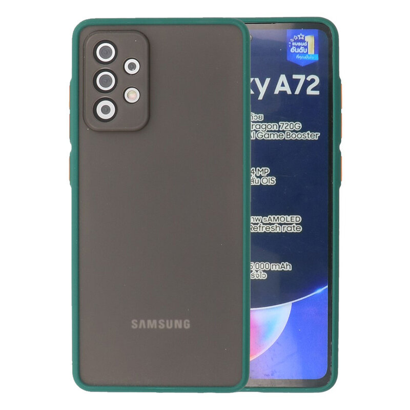 Estuche rígido con combinación de colores para Samsung Galaxy A72 5G Verde oscuro