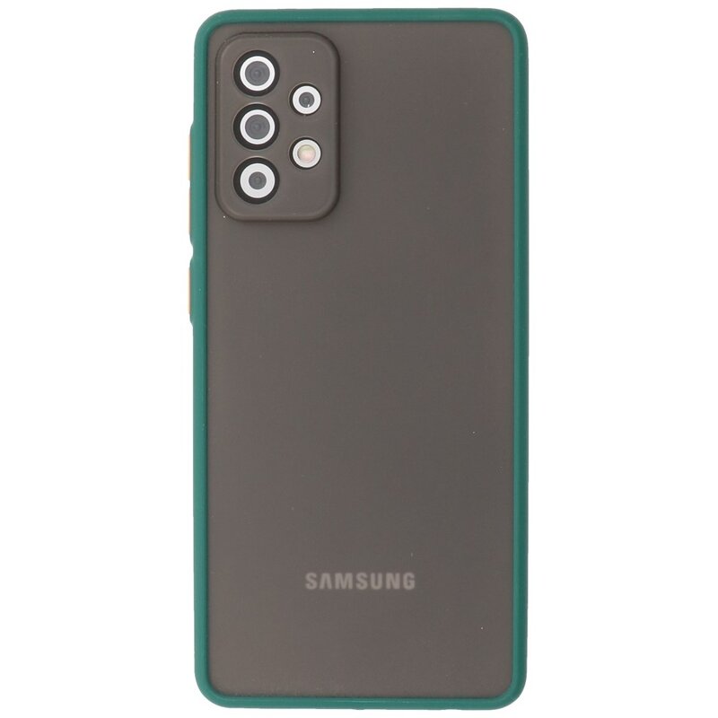 Estuche rígido con combinación de colores para Samsung Galaxy A72 5G Verde oscuro