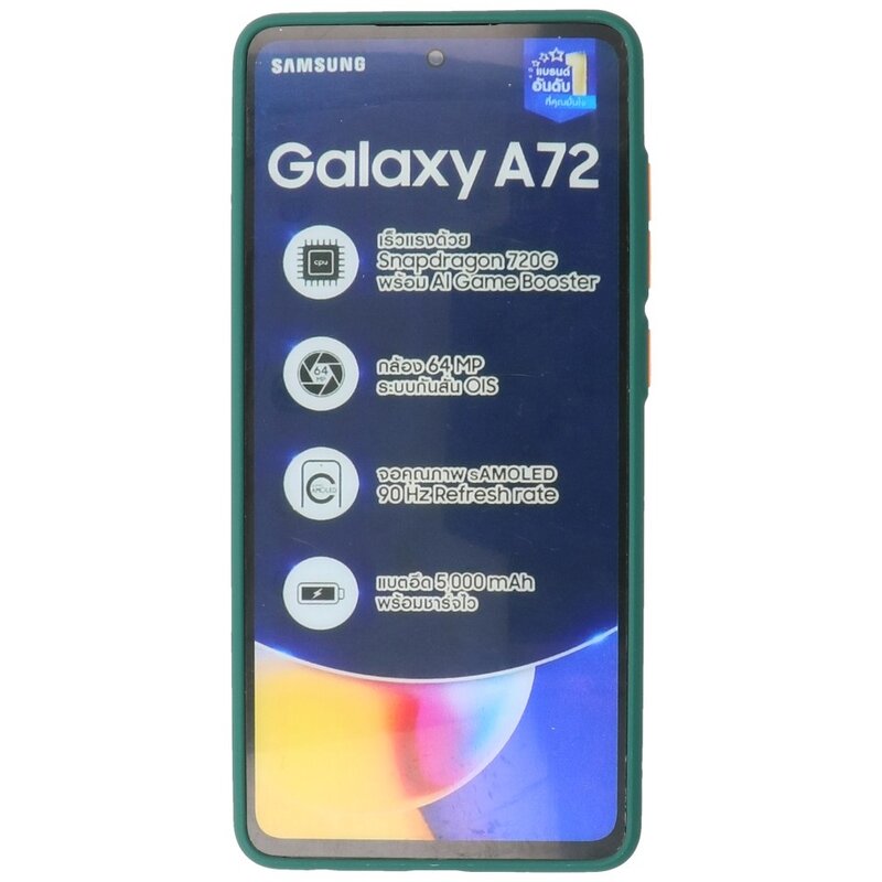 Estuche rígido con combinación de colores para Samsung Galaxy A72 5G Verde oscuro