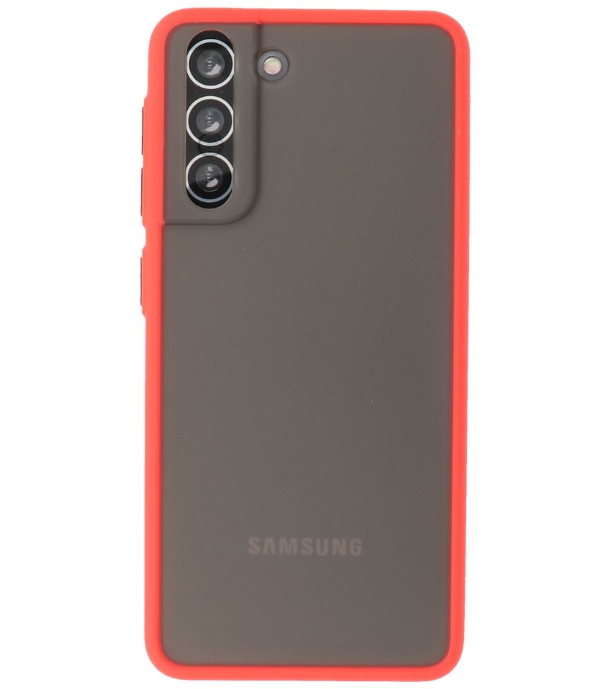 Combinación de colores Estuche rígido para Samsung Galaxy S21 Rojo