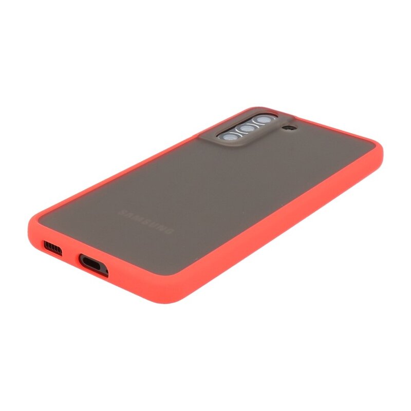 Custodia rigida con combinazione di colori per Samsung Galaxy S21 Red