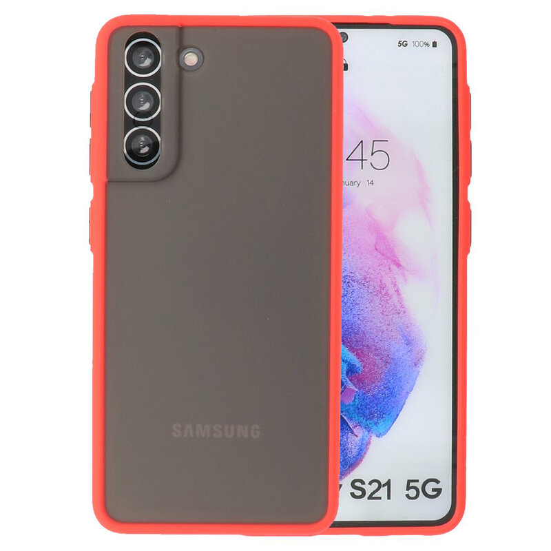 Custodia rigida con combinazione di colori per Samsung Galaxy S21 Red