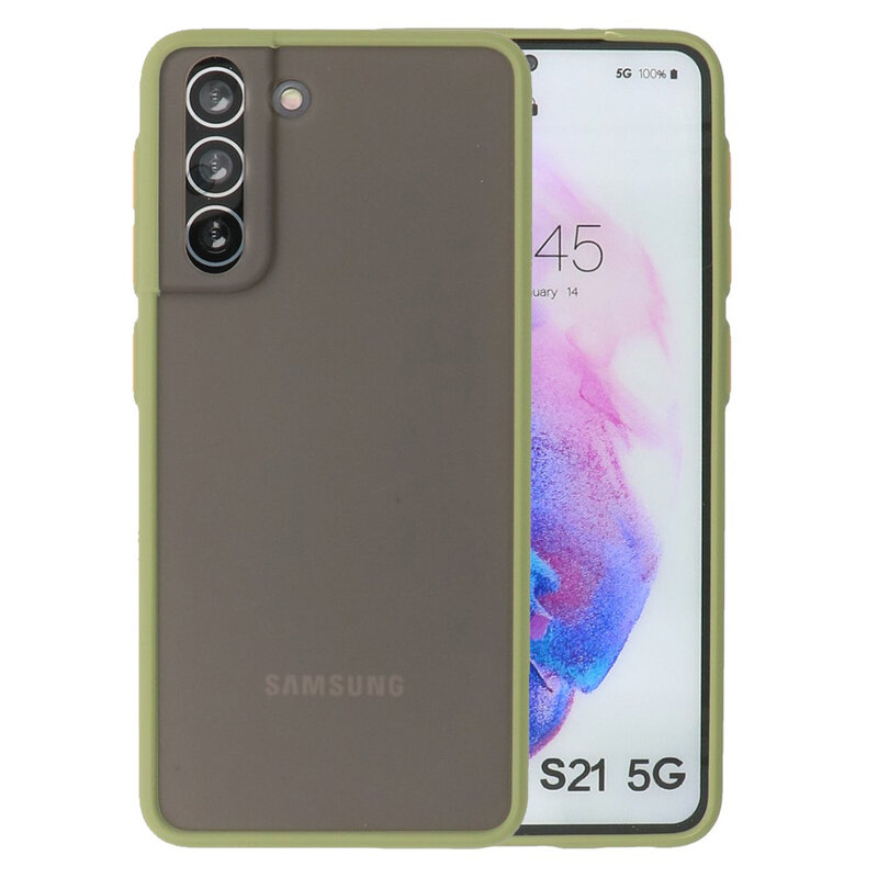 Custodia rigida con combinazione di colori per Samsung Galaxy S21 Green