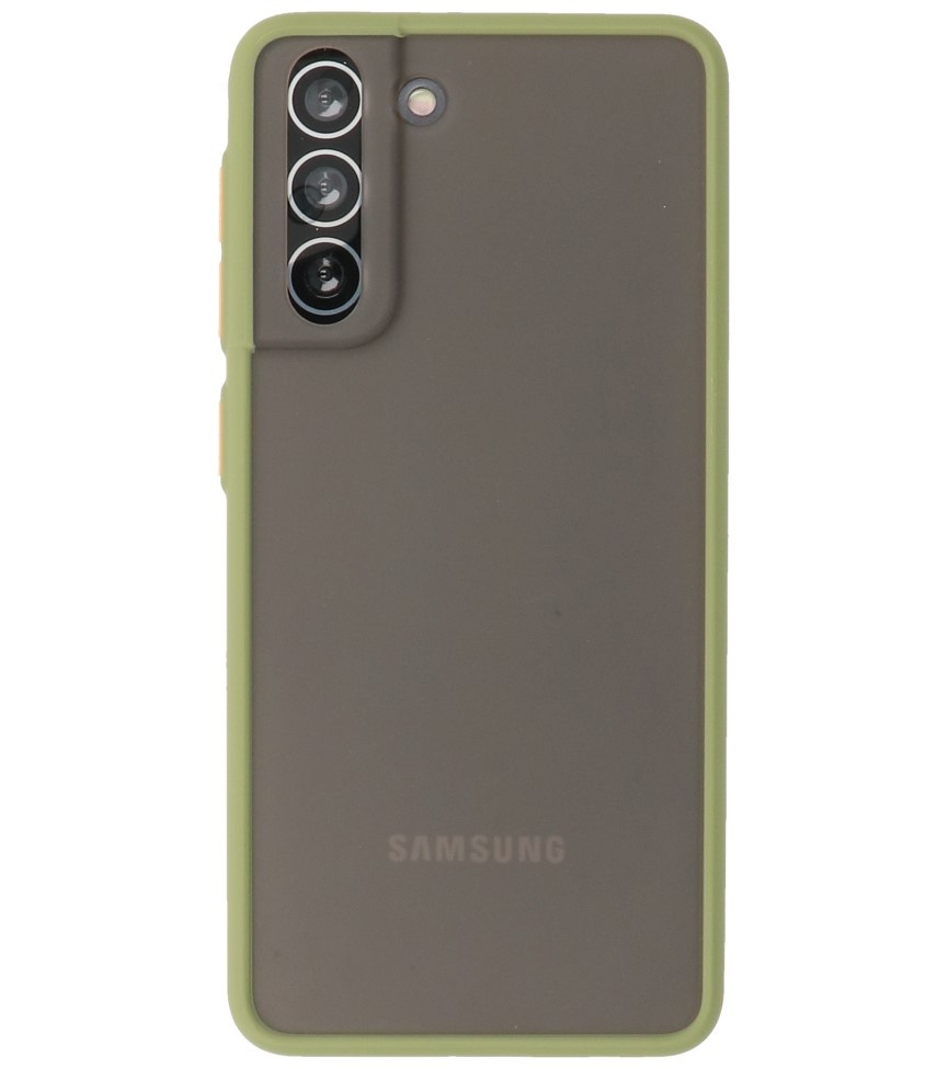 Custodia rigida con combinazione di colori per Samsung Galaxy S21 Green