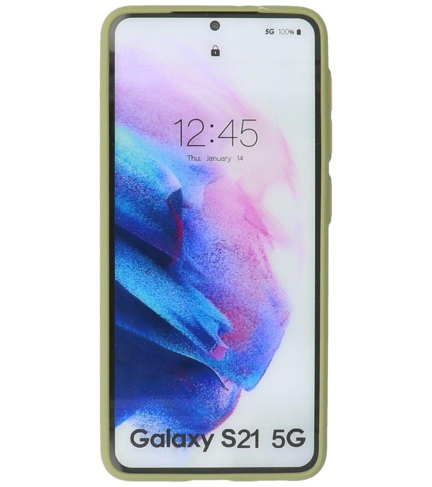 Custodia rigida con combinazione di colori per Samsung Galaxy S21 Green