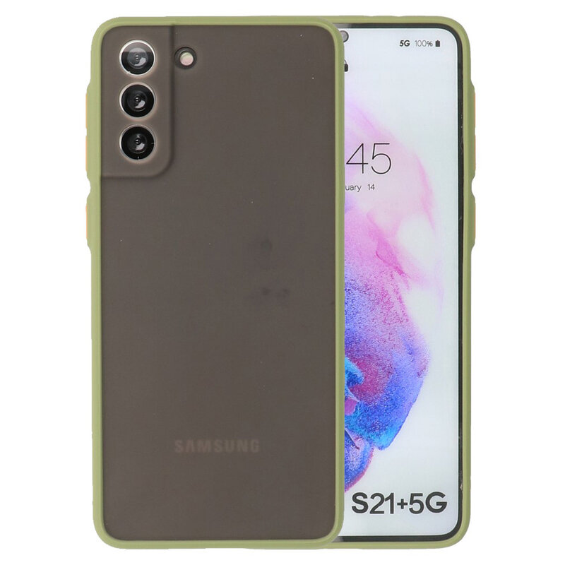 Custodia rigida con combinazione di colori per Samsung Galaxy S21 Plus Green