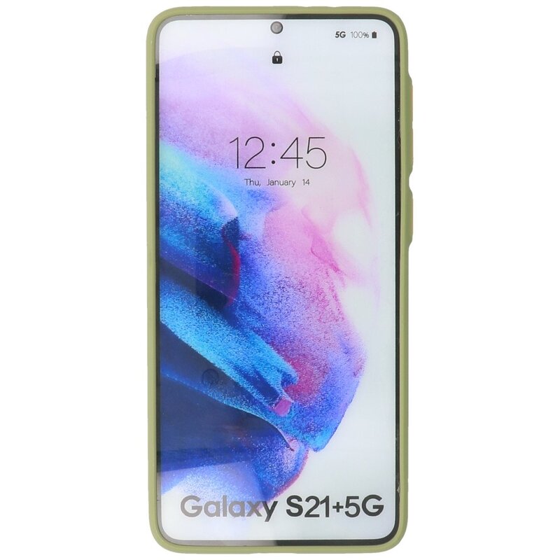 Custodia rigida con combinazione di colori per Samsung Galaxy S21 Plus Green