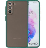 Estuche rígido con combinación de colores para Samsung Galaxy S21 Plus Verde oscuro