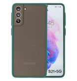 Custodia rigida con combinazione di colori per Samsung Galaxy S21 Plus verde scuro