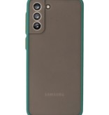 Custodia rigida con combinazione di colori per Samsung Galaxy S21 Plus verde scuro
